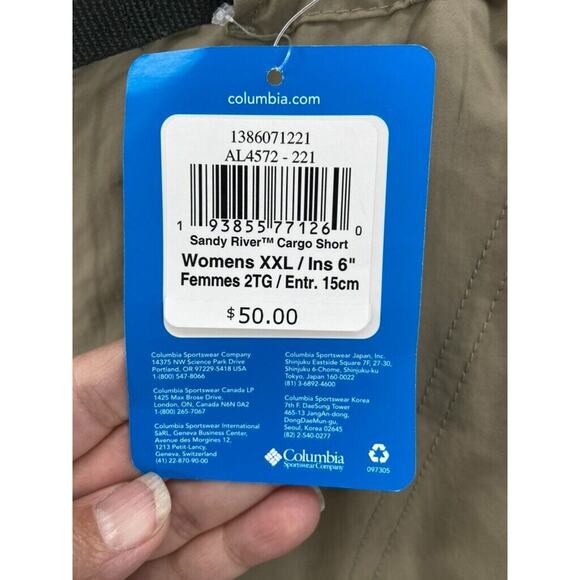 NWT Columbia Shorts Womens Sz XXL 2XL Khaki Sandy River Water Cargo UPF 50 Belt - Picture 6 of 16
